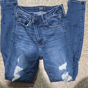 Abercrombie & Fitch Dark Blue Distressed Skinny Jeans